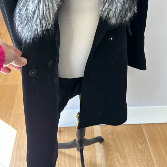 DVF black wool coat with detachable fur collar NWT - Picture 4 of 11